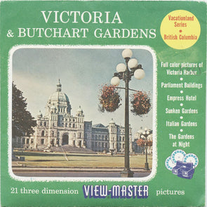 5 ANDREWS - Victoria & Butchart Gardens - View-Master 3 Reel Packet - 1955 - vintage - 313-A,B,C-S3 Packet 3dstereo 