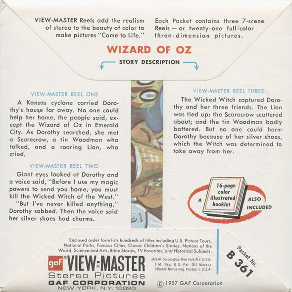5 ANDREW - Wizard of OZ - View-Master 3 Reel Packet - vintage - B361-G3A Packet 3dstereo 