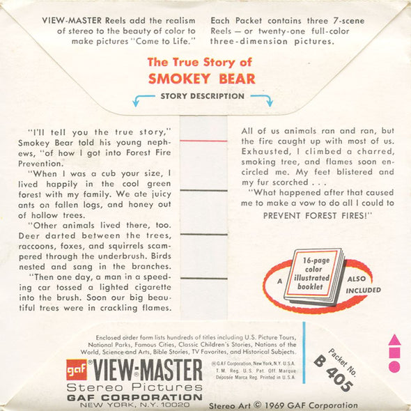 5 ANDREW - True Story of Smokey Bear - View-Master 3 Reel Packet - vintage - B405-G3A Packet 3dstereo 