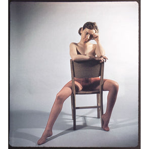 5 ANDREW - 3D Original Kodachrome Stereo Realist Pin-Up Slide - Chair and Thought - vintage 3dstereo 