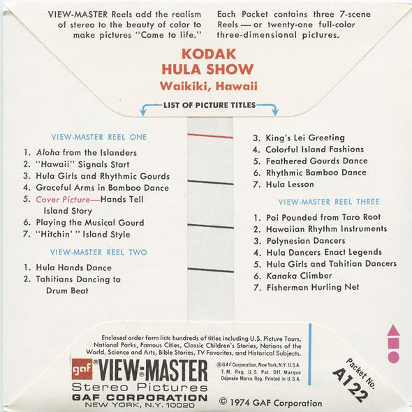 5 ANDREW - Kodak Hula Show - View-Master 3 Reel Packet - 1974 - vintage - A122-G3B Packet 3dstereo 