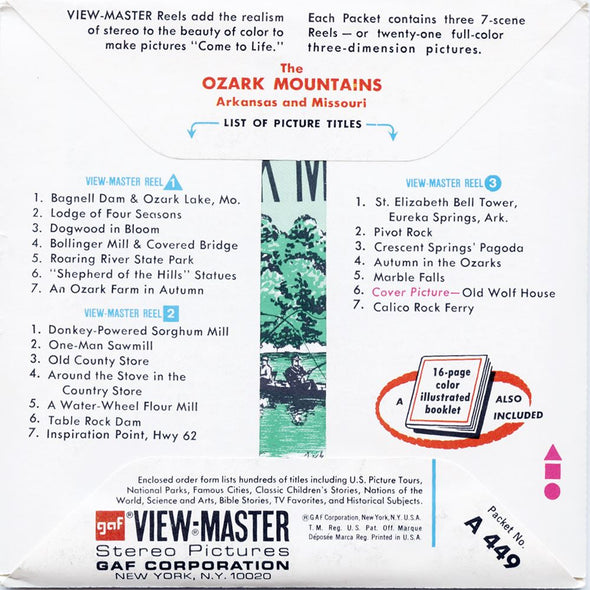 5 ANDREW - Ozark Mountains - View-Master 3 Reel Packet - vintage - A449-G3A Packet 3dstereo 