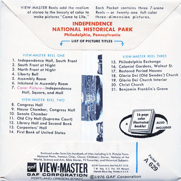 4 ANDREW - Independence National Historical Park - View-Master 3 Reel Packet - vintage - A629-G1C Packet 3dstereo 