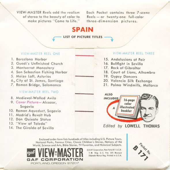 5 ANDREW - Spain - View-Master Reel Packet - 1960s views - vintage - B171-G1A Packet 3dstereo 