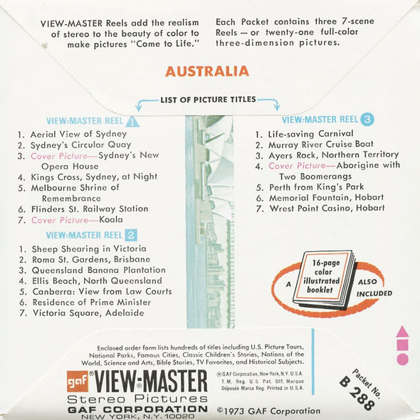 5 ANDREW - Australia - View-Master 3 Reel Packet - 1973 - vintage - B288-G3B Packet 3dstereo 