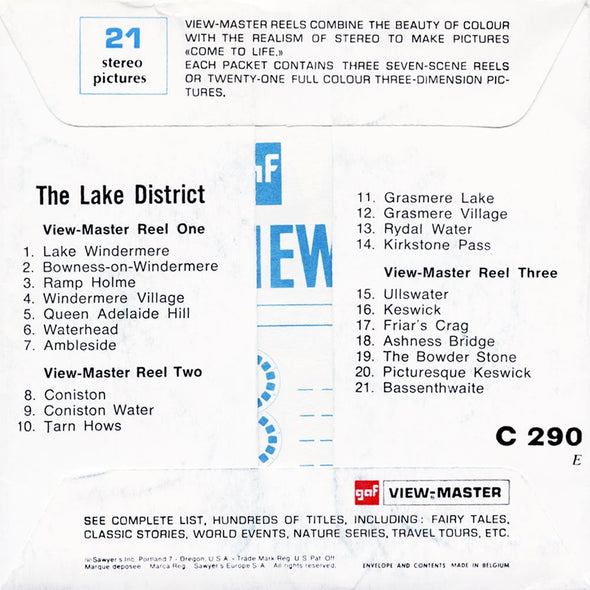 The Lake District - View-Master 3 Reel Packet - vintage - C290E-BG1 Packet 3dstereo 