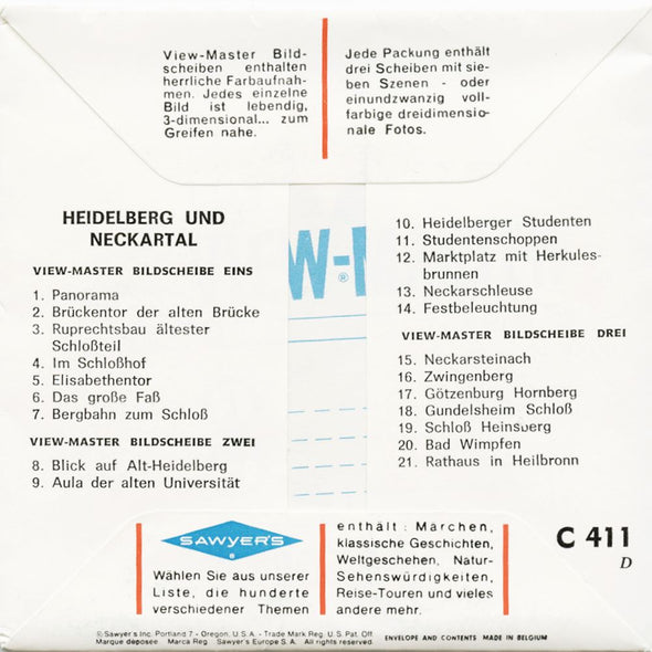 5 ANDREW - Heidelberg und Neckartal - View-Master 3 Reel Packet - vintage - C411D-BS6 Packet 3dstereo 
