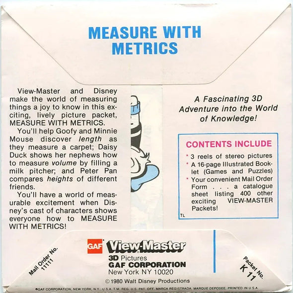  Measure with Metrics - View-Master 3 Reel Packet - 1970s - vintage - (K11-G6) Packet 3dstereo 
