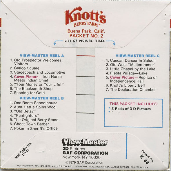5 ANDREW - Knott's Berry Farm - Packet No. 2 - View-Master 3 Reel Packet - 1979 - vintage - K33-V2 Packet 3dstereo 