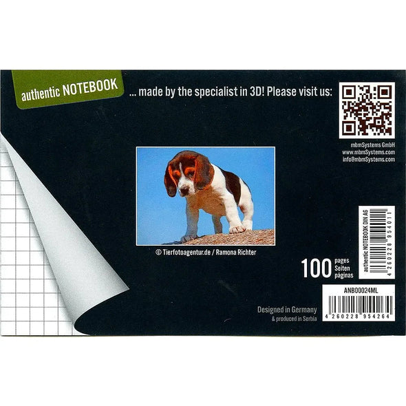 BEAGLE DOG - Two (2) Notebooks with 3D Lenticular Covers - Graph lined Pages - NEW Notebook 3Dstereo.com 