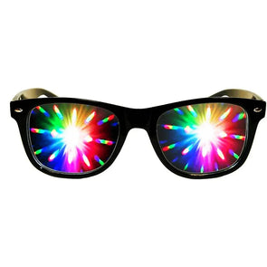 3D Fireworks Glasses - Black Plastic Frames - Prismatic Diffraction Glasses - NEW 3dstereo 
