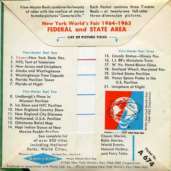 Federal and State - Area - ViewMaster 3 Reel Packet - 1960s Views - vintage (A674-S6) Packet 3dstereo 