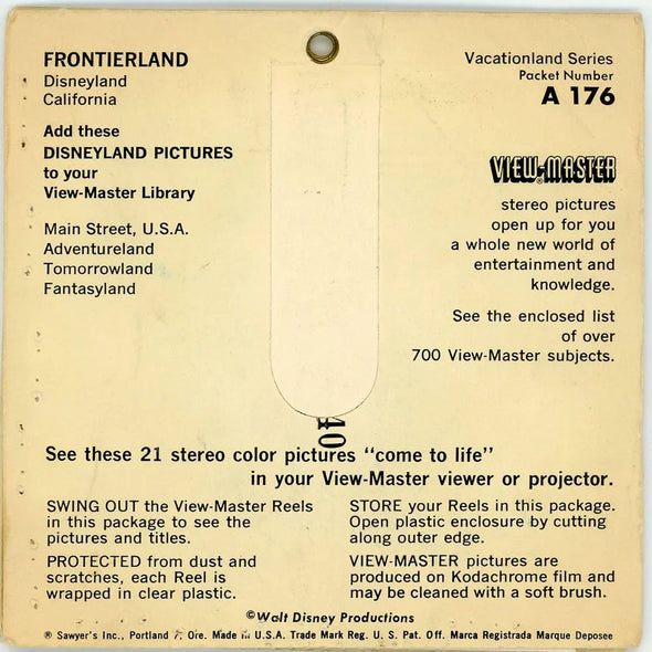 Frontierland - View-Master 3 Reel Packet - 1960s Views - Vintage - (ECO-A176-SXy) Packet 3dstereo 