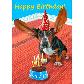Happy Birthday Basset Hound Dog - 3D Lenticular Postcard Greeting Card- NEW Postcard 3dstereo 