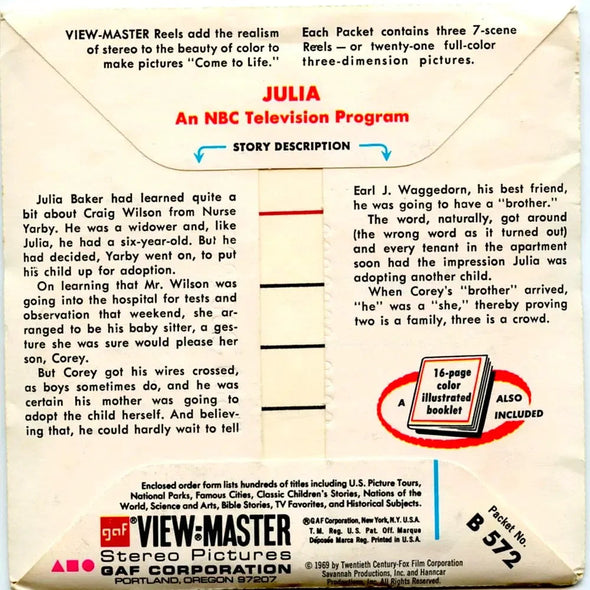 Julia - View-Master 3 Reel Packet - 1970s - vintage - (PKT-B572-G1A) Packet 3dstereo 