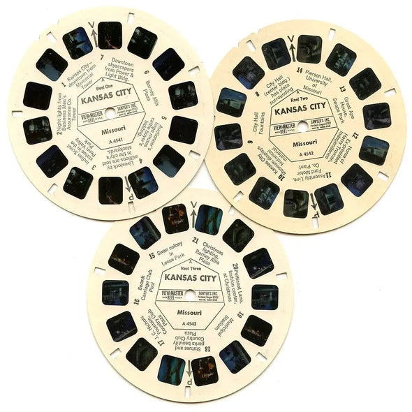 Kansas City Missouri- View-Master 3 Reel Packet - 1970s views - vintage - (ECO-A454-G1A) Packet 3dstereo 