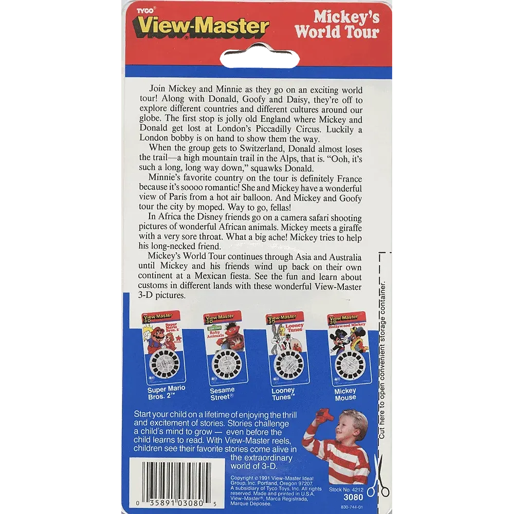 Mickey's World Tour ViewMaster 3 Reel Set on Card NEW 3080