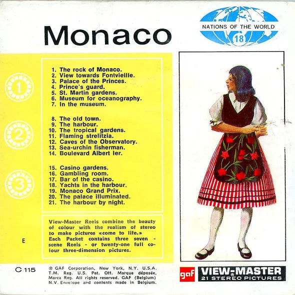 Monaco - View-Master 3 Reel Packet - 1970s views - Vintage - (PKT-C115E-BG2) Packet 3dstereo 