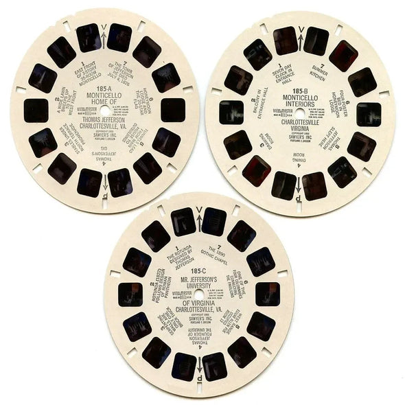 Monticello - View-Master 3 Reel Packet - 1950s Views - Vintage - (PKT-MONTI-S3D) Packet 3dstereo 