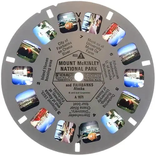 Mount McKinley and Fairbanks - View-Master 3 Reel Packet - 1973 - vintage - (A107-G1A) Packet 3dstereo 