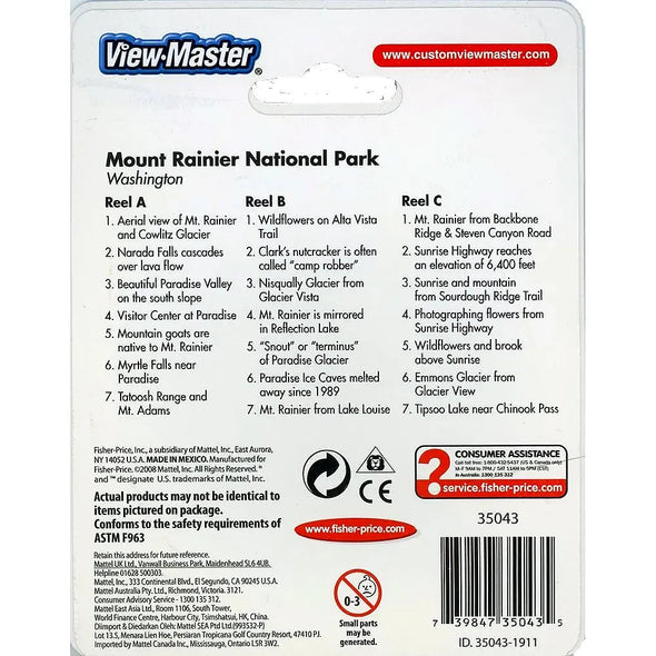 Mount Rainier National Park - View-Master 3 Reel Set on Card - NEW - (VBP-5043) VBP 3dstereo 