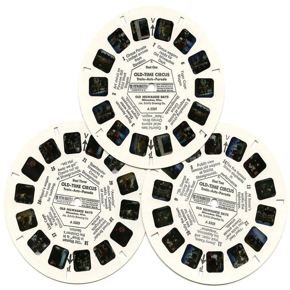 Old-Time Circus - Train, Acts, Parade - View-Master - Vintage - 3 Reel Packet - 1970s views (PKT-A530-G1A) Packet 3dstereo 