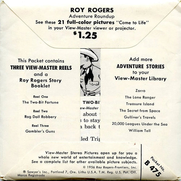 Roy Rogers - Adventure Roundup - View-Master 3 Reel Packet - 1960s - vintage - (PKT-B475-S5) Packet 3Dstereo 