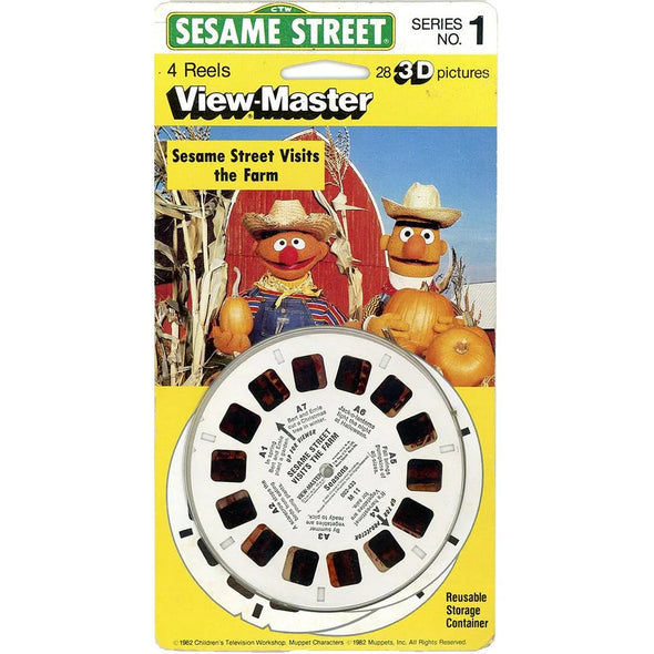 Sesame Street Visits the Farm -Serie No. 1 - View-Master - 4 Reel Set on Card - NEW - (M11) 3dstereo 