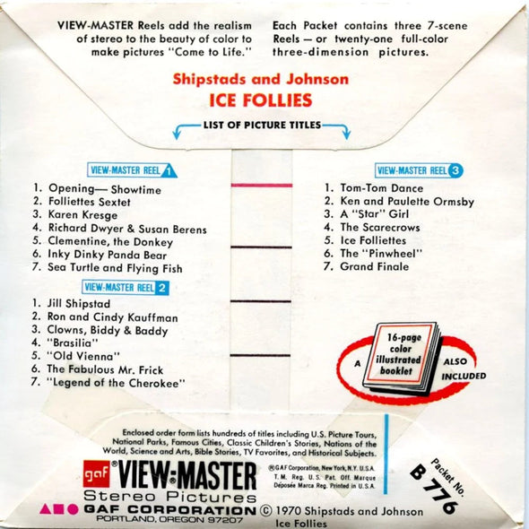 Shipstads & Johnson Ice Follies - View-Master 3 Reel Packet - 1970s - Vintage - (ECO-B776-G1A) Packet 3Dstereo 