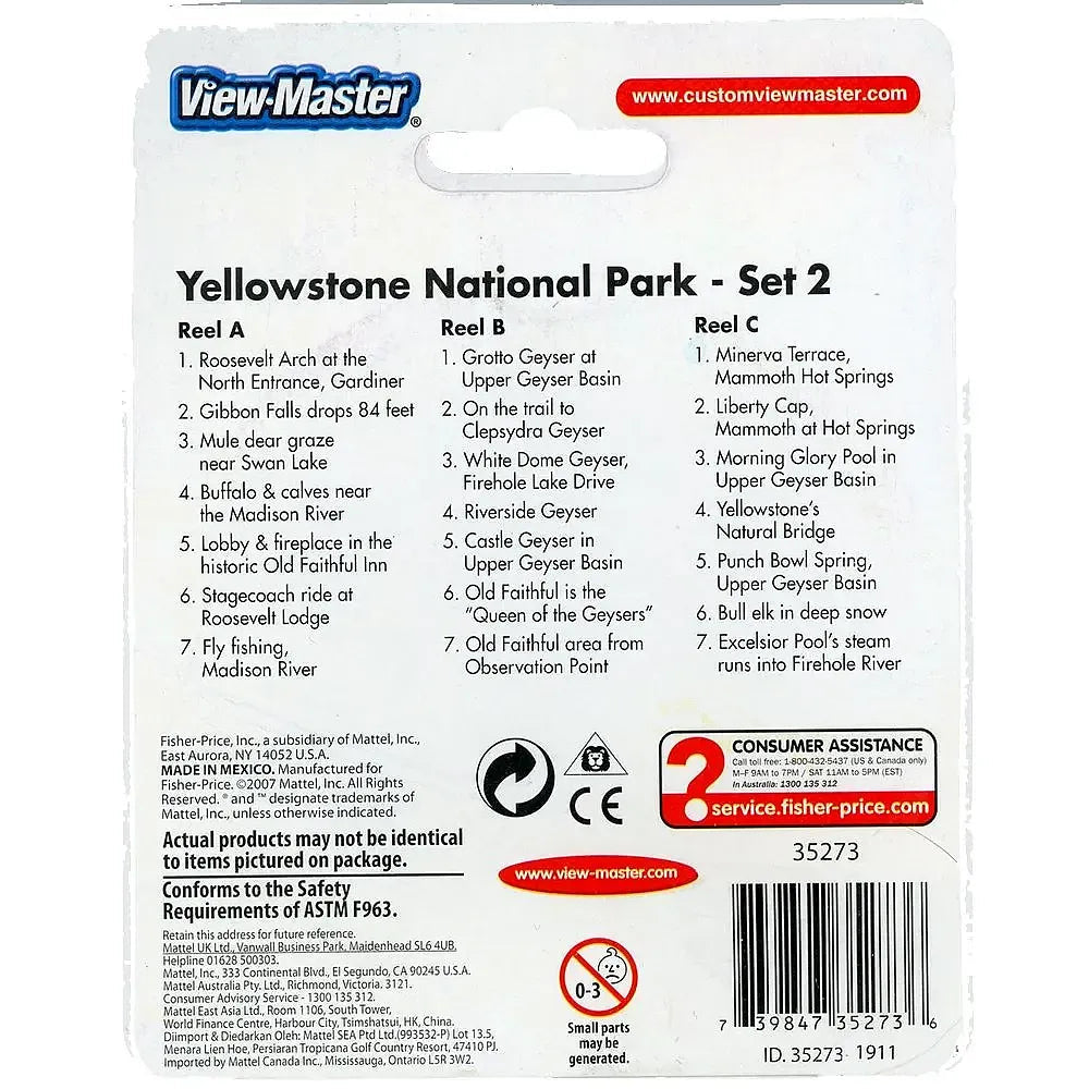 Yellowstone No. 2 - ViewMaster 3 Reel Set on Card - NEW - (VBP
