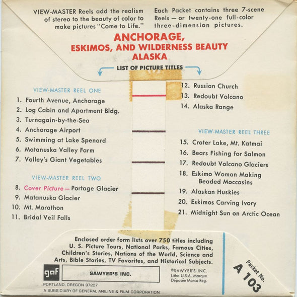 View-Master 3 Reel Packet - Anchorage - Alaska - Packet