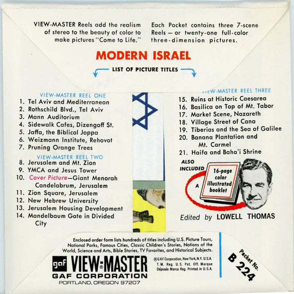 Modern Israel - View-Master - Vintage -3 Reel Packet - 1970s views (PKT-B224-G1a) Packet 3dstereo 