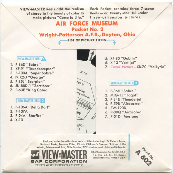 4 ANDREW - Air Force Museum - View-Master 3 Reel Packet - 1960s - vintage - A602-G1A Packet 3dstereo 