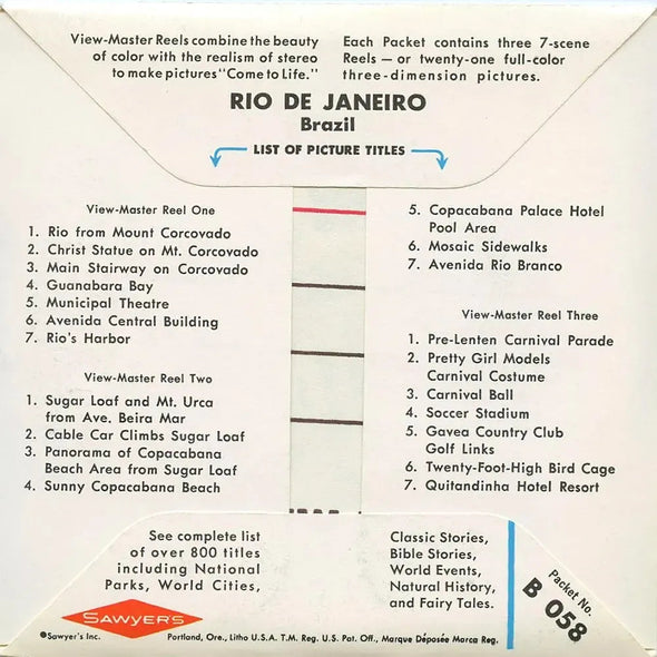 View-Master 3 Reel Packet - Rio de Janeiro - 1960s views - vintage - (B058-S6A)