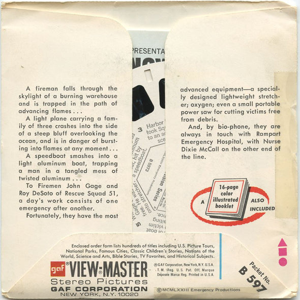 Emergency - View-Master 3 Reel Packet - 1970s - vintage - B597-G3A Packet 3dstereo 