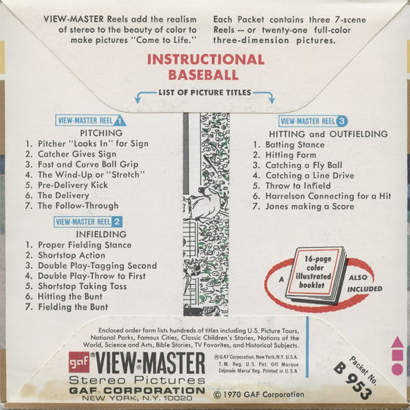4 ANDREW - Instructional Baseball - View Master 3 Reel Packet - vintage - B953-G3A Packet 3dstereo 
