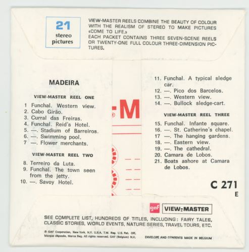 View-Master 3 Reel Packet - 1968 -- Madeira, Portugal - PACKET