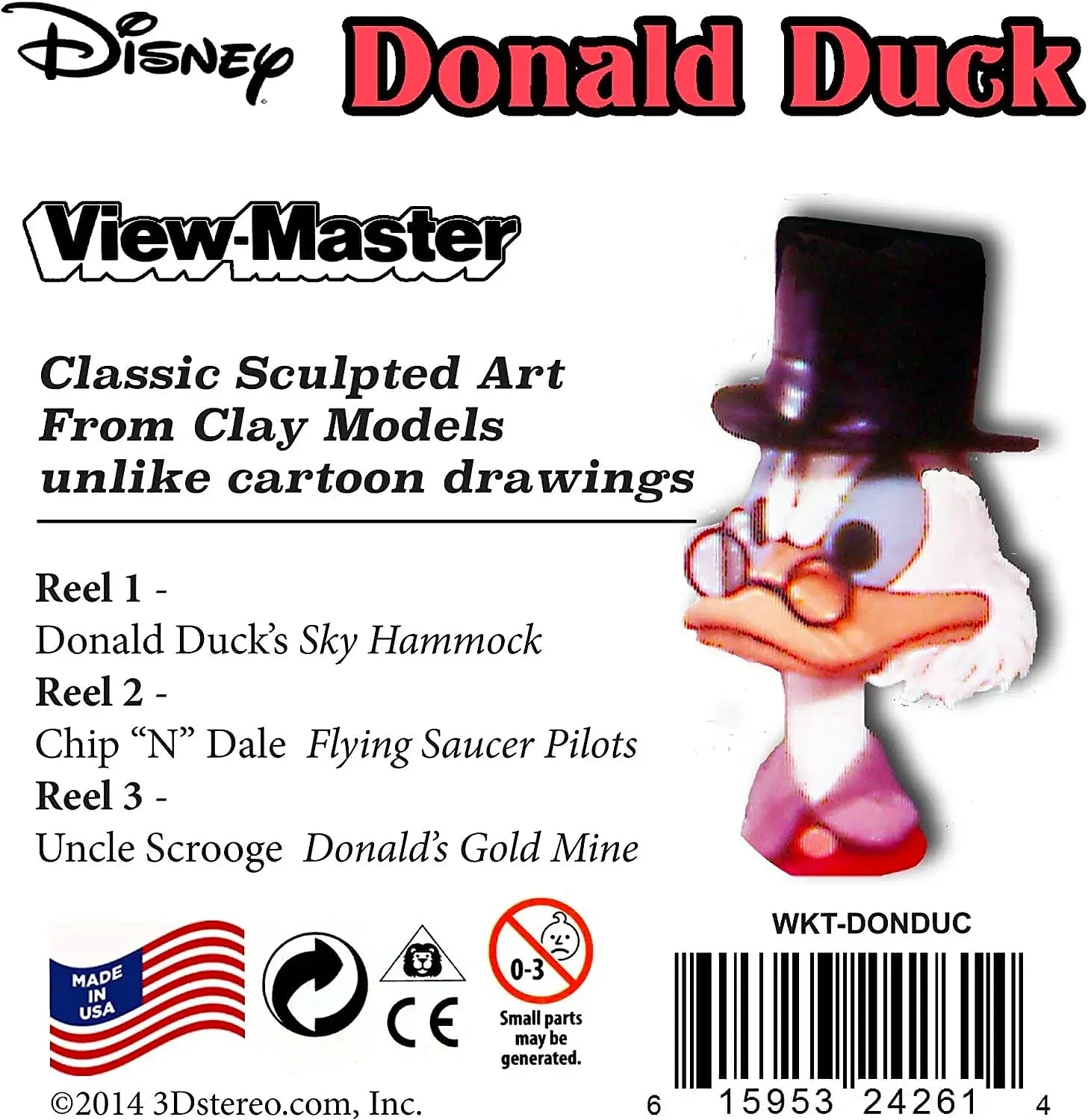 Donal Duck - Sculpted Clay Figure Art - View-Master 3 Reel Set - NEW –