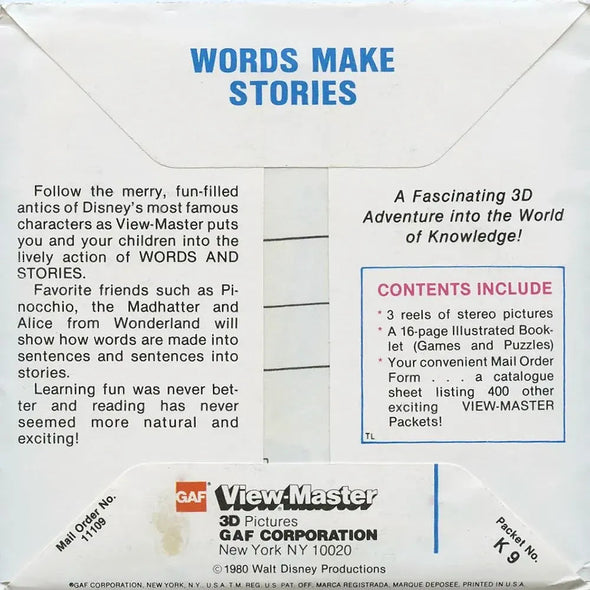 2 ANDREW - Words Make Stories - View-Master 3 Reel Packet - 1980s - vintage - K9-G6 Packet 3Dstereo 