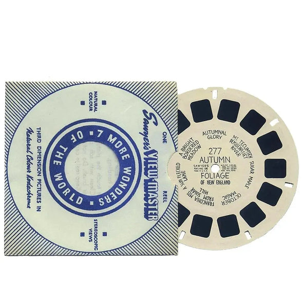 Autumn Foliage of New England - View-Master - Vintage Hand Lettered Reel (HL-277n) White Hand Lettered Reel 3dstereo 