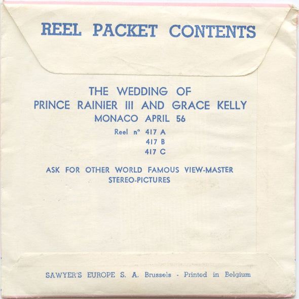 9 ANDREW - The Wedding of Prince Rainier III - View-Master 3 Reel Economy Packet - vintage - 417-A,B,C-BS5 Packet 3Dstereo 