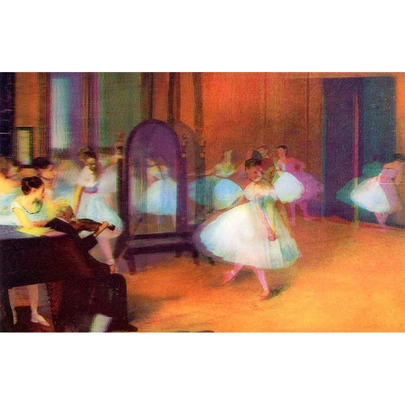 3 Edgar Degas Lenticular 3D Postcards - Dance Class (1870) & Ballerina with Bouquet and Ballerina Made up of his Art Work - NEW Postcard 3dstereo 