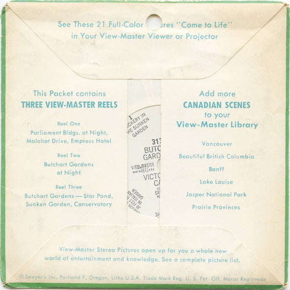 9 ANDREW - Victoria & Butchart Gardens - View-Master 3 Reel Economy Packet - vintage - A013-S4 Packet 3Dstereo 