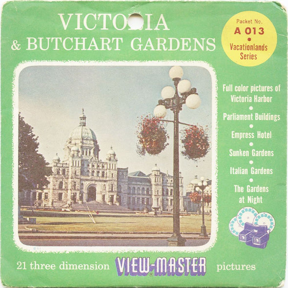9 ANDREW - Victoria & Butchart Gardens - View-Master 3 Reel Economy Packet - vintage - A013-S4 Packet 3Dstereo 