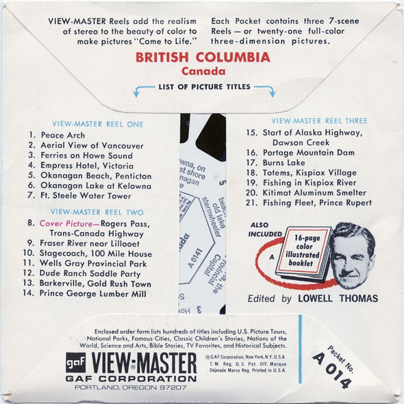 11 ANDREW - British Columbia - View-Master 3 Reel Economy Packet - vintage - A014-G1A Packet 3dstereo 