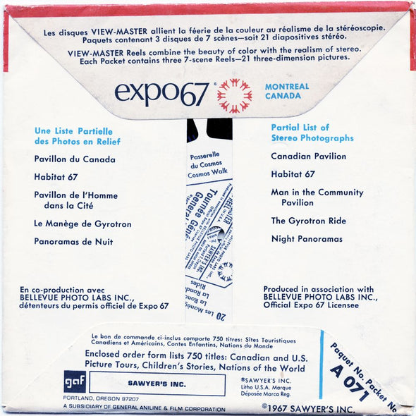 11 ANDREW - Expo67 - General Tour - View-Master 3 Reel Economy Packet - vintage - A071-S6A Packet 3dstereo 