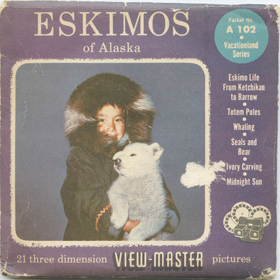 9 ANDREW - Eskimos of Alaska - View-Master 3 Reel Economy Packet - vintage - A102-S4 Packet 3Dstereo 