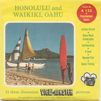 9 ANDREW - Honolulu and Waikiki, Oahu - View-Master 3 Reel Packet - vintage - A123-S4 Packet 3Dstereo 