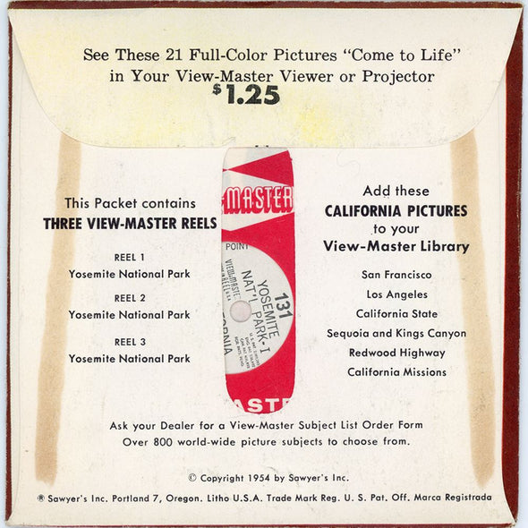 Yosemite National Park - View-Master 3 Reel Packet - vintage - A171-S4 Packet 3dstereo 