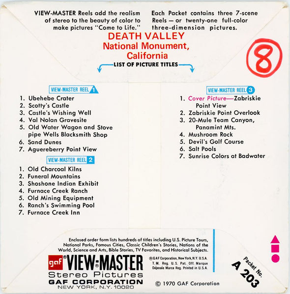 Death Valley National Park - View-Master 3 Reel Packet - vintage - A203-G3A Packet 3dstereo 